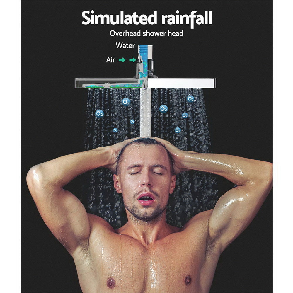 Cefito 8″ Square Rain Shower Head Set with Handheld – Twin Tap Chrome