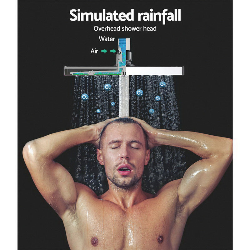 Cefito 8″ Square Rain Shower Head Set with Handheld – Twin Tap Chrome