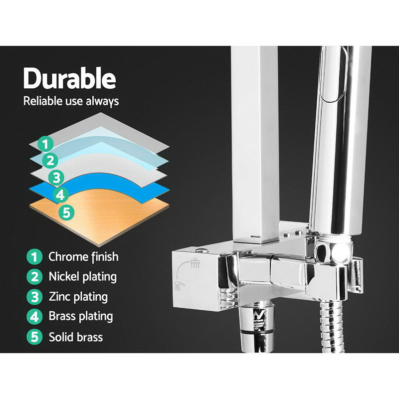 Cefito 8″ Square Rain Shower Head Set with Handheld – Twin Tap Chrome