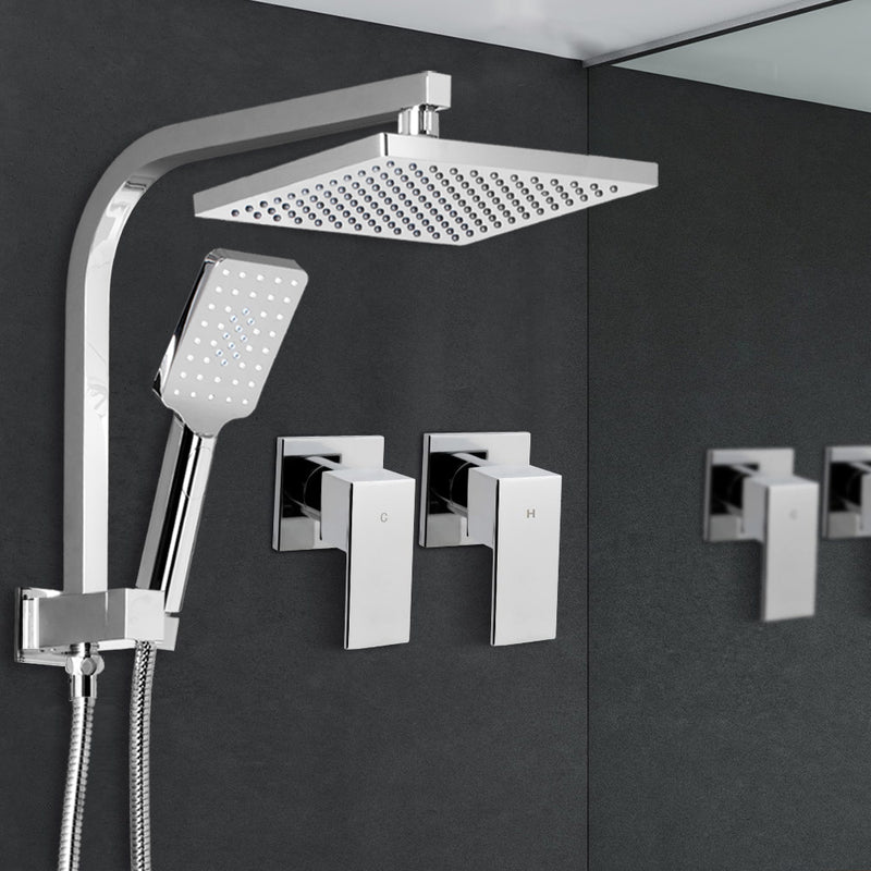 Cefito 8″ Square Rain Shower Head Set with Handheld – Twin Tap Chrome