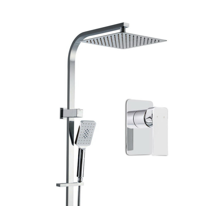 Cefito 10″ Square Rain Shower Head Set with Handheld & Mixer Tap – Chrome