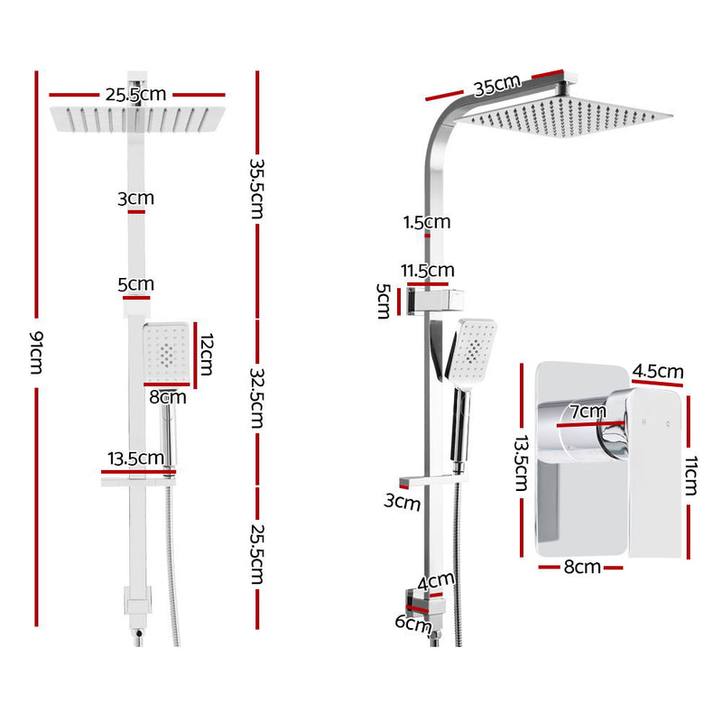 Cefito 10″ Square Rain Shower Head Set with Handheld & Mixer Tap – Chrome