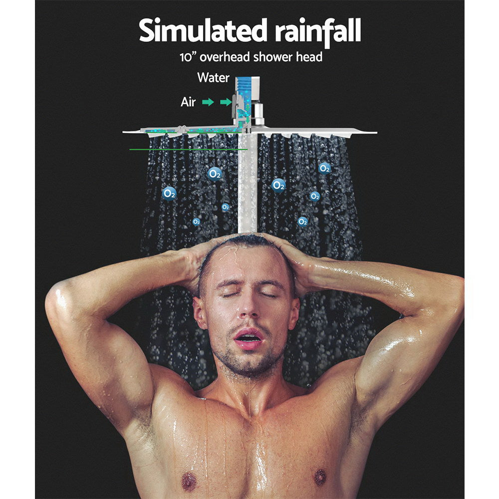 Cefito 10″ Square Rain Shower Head Set with Handheld & Mixer Tap – Chrome