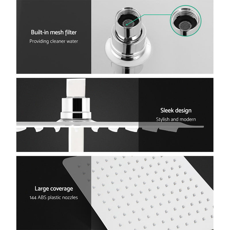 Cefito 10″ Square Rain Shower Head Set with Handheld & Mixer Tap – Chrome