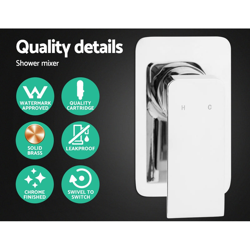 Cefito 10″ Square Rain Shower Head Set with Handheld & Mixer Tap – Chrome