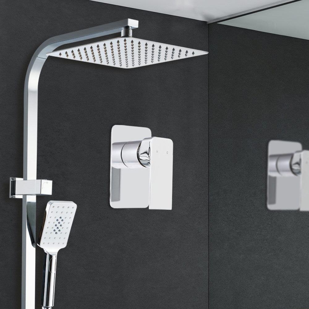 Cefito 10″ Square Rain Shower Head Set with Handheld & Mixer Tap – Chrome