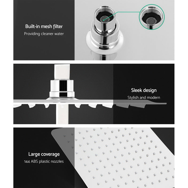 Cefito 10″ Square Rain Shower Head Set with Handheld – Twin Tap Chrome