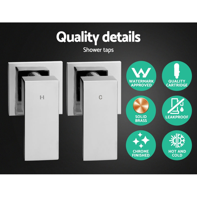 Cefito 10″ Square Rain Shower Head Set with Handheld – Twin Tap Chrome