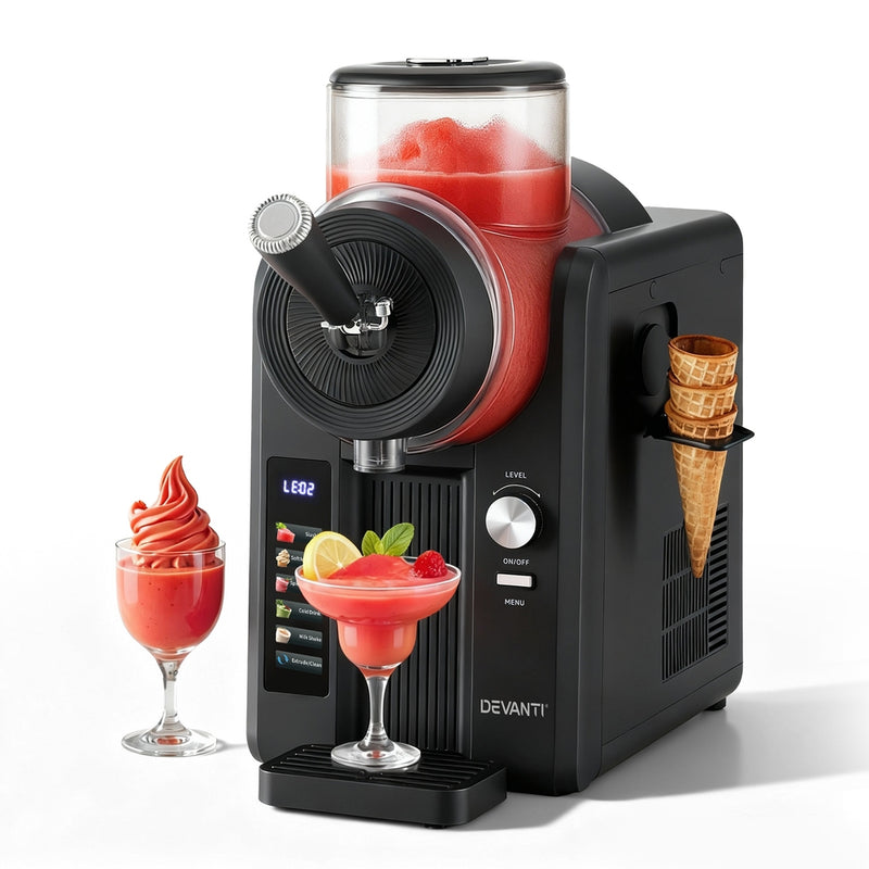 Devanti 2L Slushie & Ice Cream Maker – Frozen Smoothies & Milkshakes (Black)