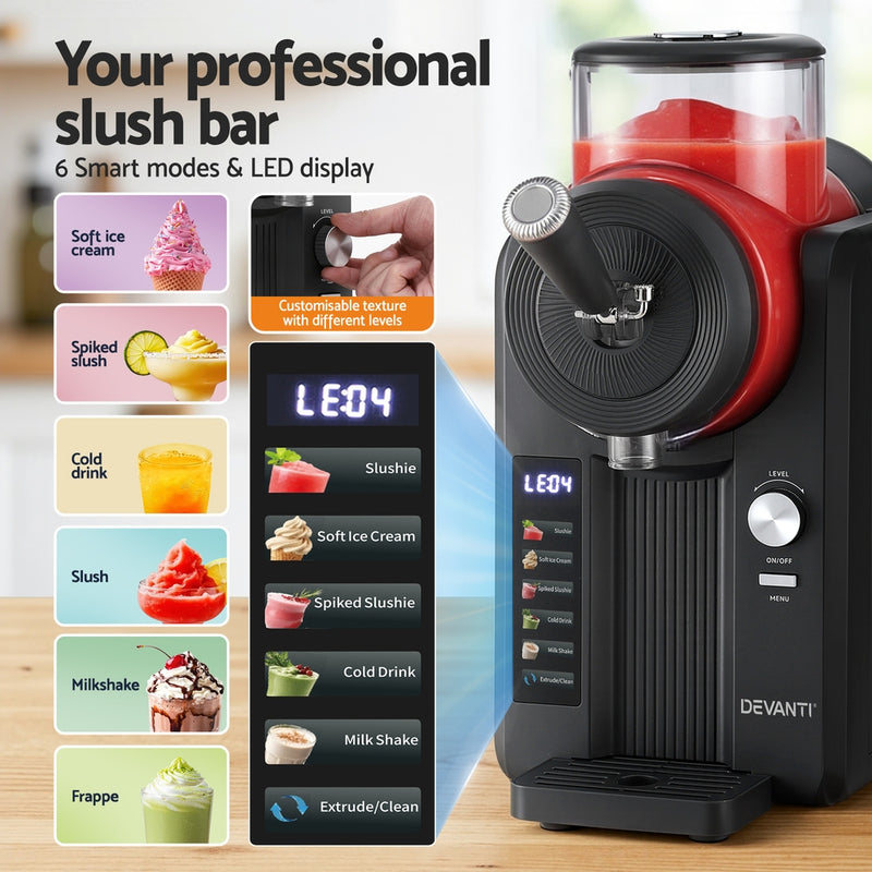 Devanti 2L Slushie & Ice Cream Maker – Frozen Smoothies & Milkshakes (Black)