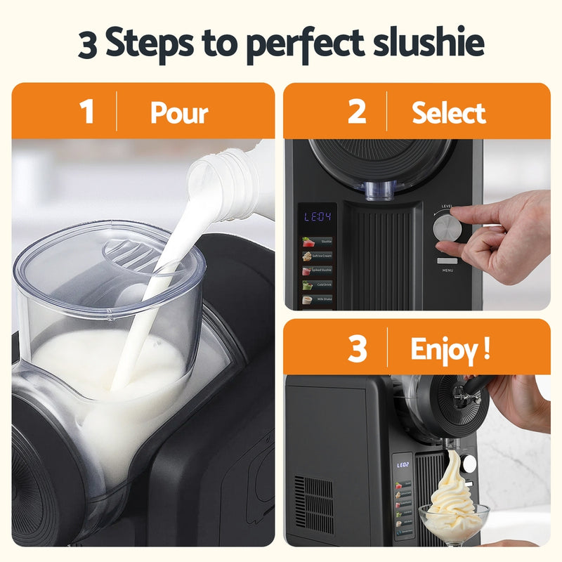 Devanti 2L Slushie & Ice Cream Maker – Frozen Smoothies & Milkshakes (Black)