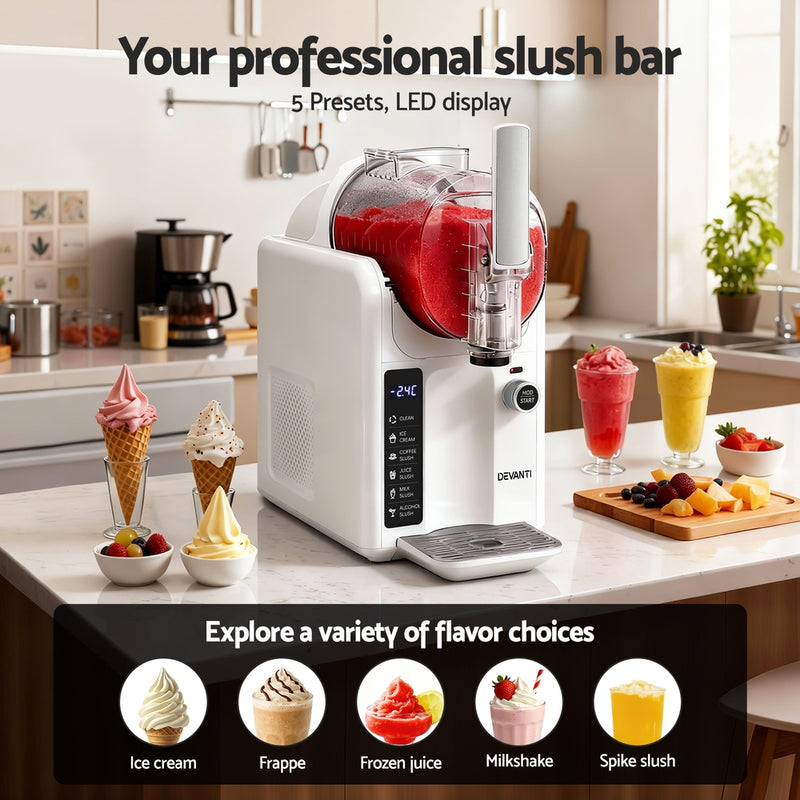 Devanti 5-in-1 2L Slushie & Ice Cream Maker (White)