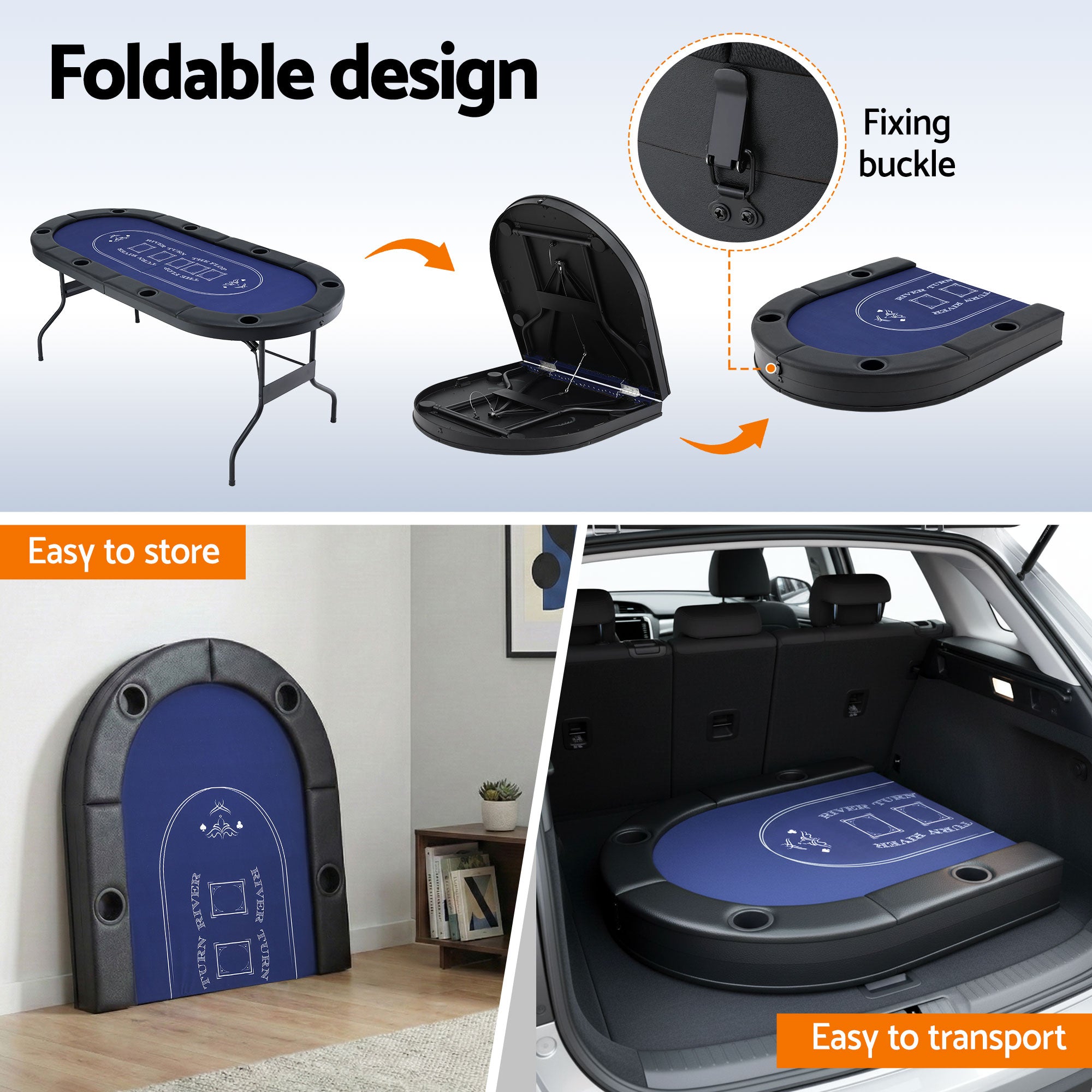 183cm Folding Poker Table Top – 8 Player