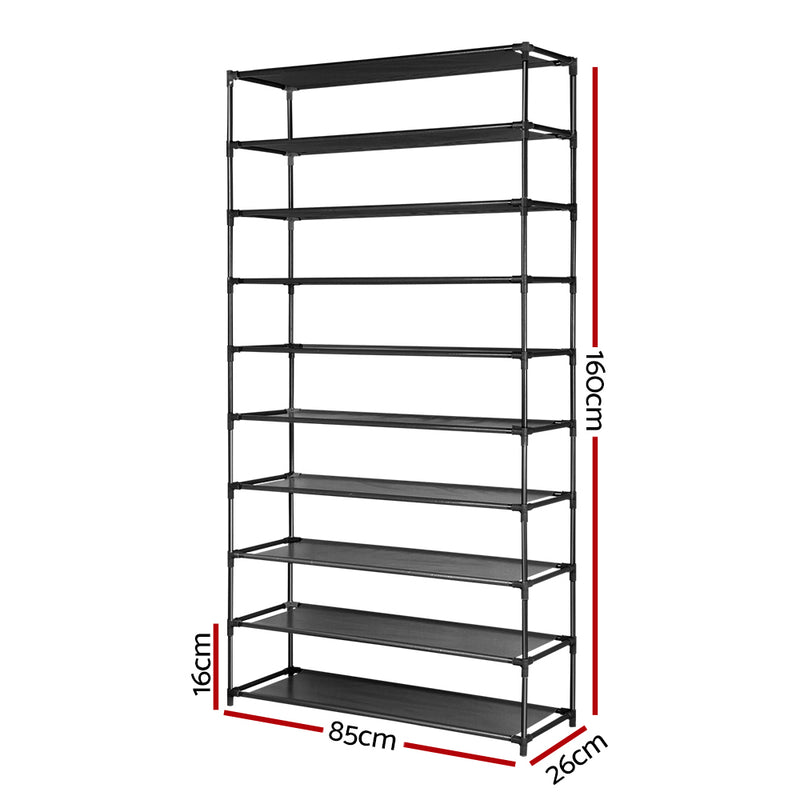 Artiss Shoe Rack 50 Pairs 10-Tier Black