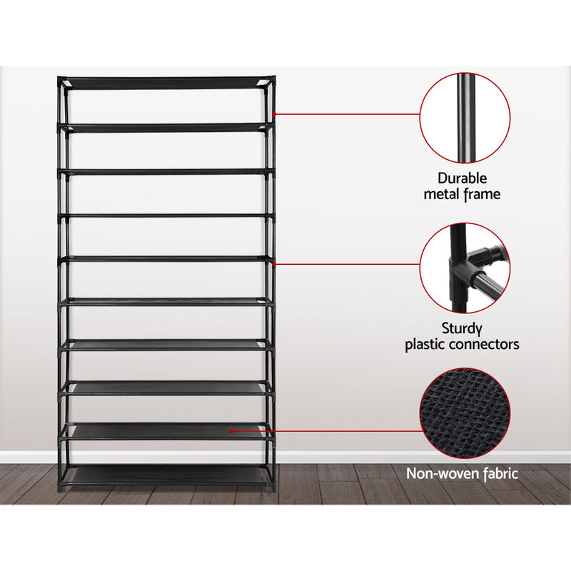 Artiss Shoe Rack 50 Pairs 10-Tier Black
