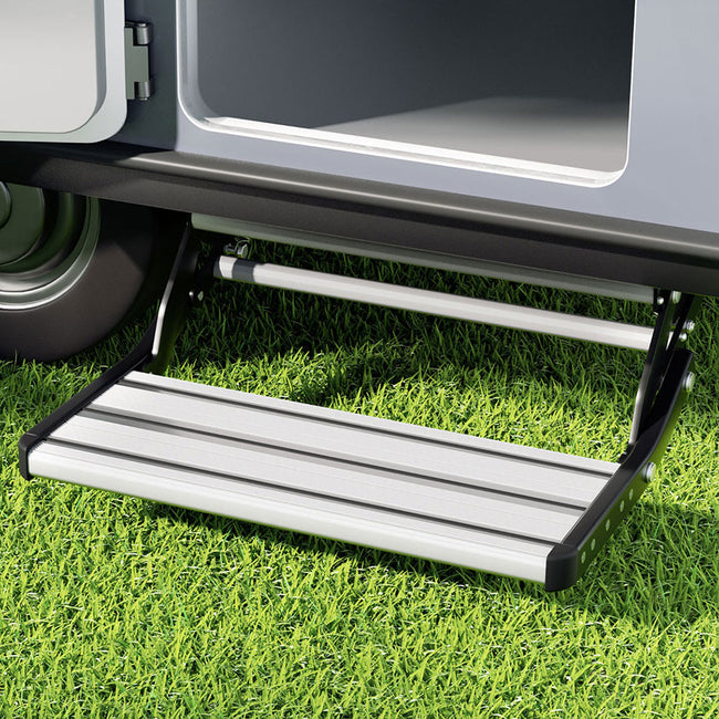 Weisshorn Manual Pull-Out Caravan Step – Folding Aluminium (200kg)