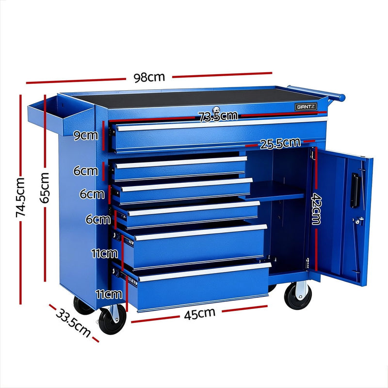 6-Drawer Tool Chest Trolley Cabinet – Mobile Garage Toolbox Organiser