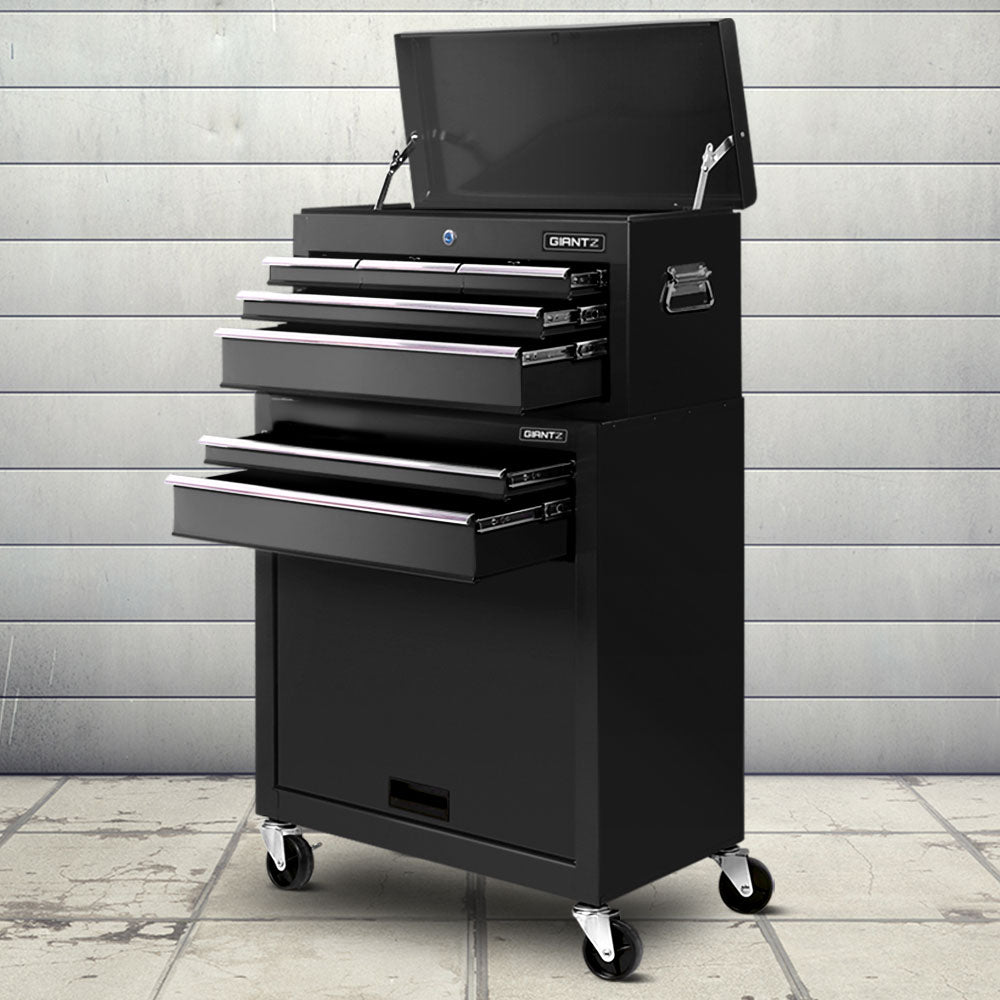 7-Drawer Tool Chest Trolley Cabinet – Black Garage Storage Toolbox