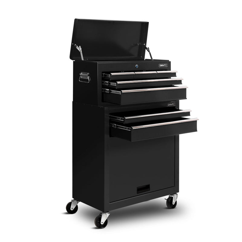 7-Drawer Tool Chest Trolley Cabinet – Black Garage Storage Toolbox