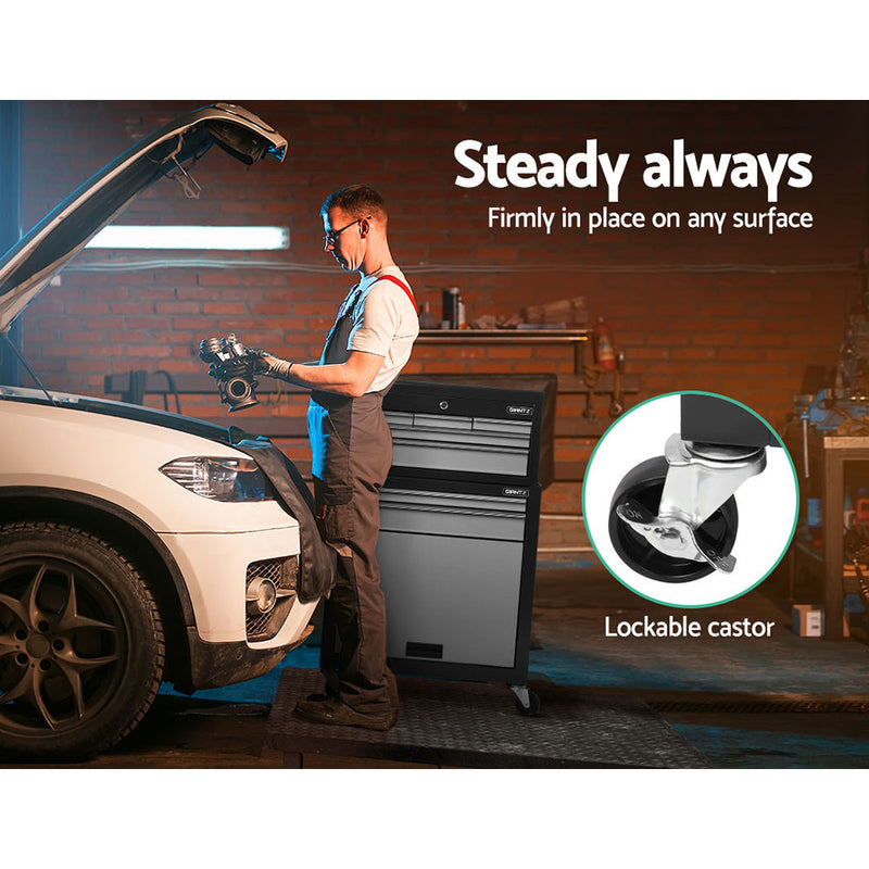 7-Drawer Tool Chest Trolley Cabinet – Grey Garage Storage Toolbox