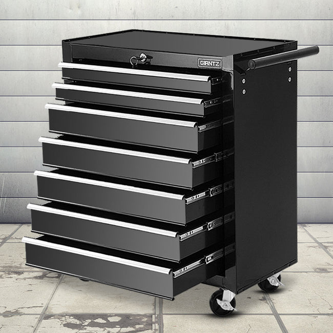 7-Drawer Tool Chest Trolley – Black Garage Toolbox