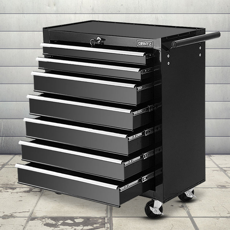 7-Drawer Tool Chest Trolley – Black Garage Toolbox