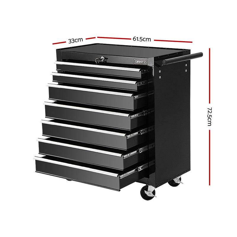 7-Drawer Tool Chest Trolley – Black Garage Toolbox