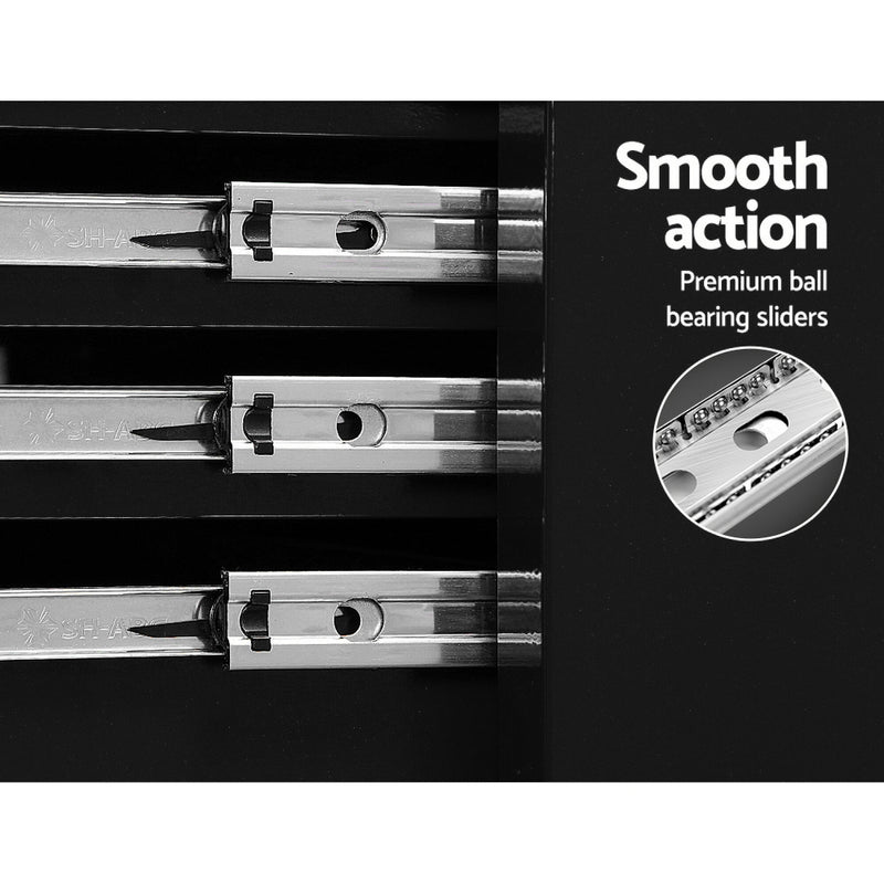 7-Drawer Tool Chest Trolley – Black Garage Toolbox