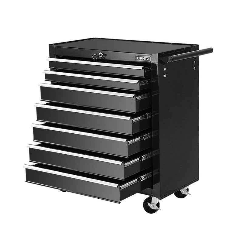 7-Drawer Tool Chest Trolley – Black Garage Toolbox