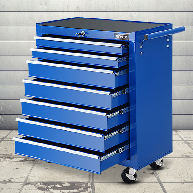 7-Drawer Tool Chest Trolley – Blue Garage Toolbox