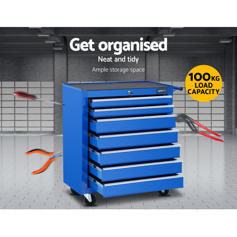 7-Drawer Tool Chest Trolley – Blue Garage Toolbox