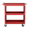 3-Tier Tool Cart Trolley with Pegboard Hooks – Red