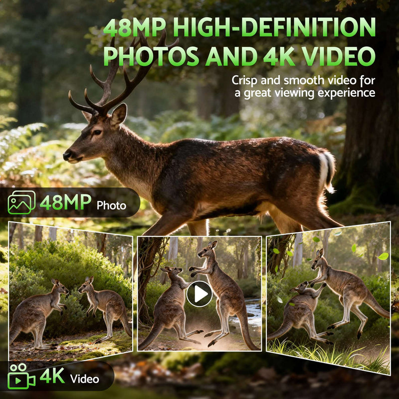 UL-TECH 4K WiFi Trail Camera 48MP – 0.2 s Trigger Camo Game Cam