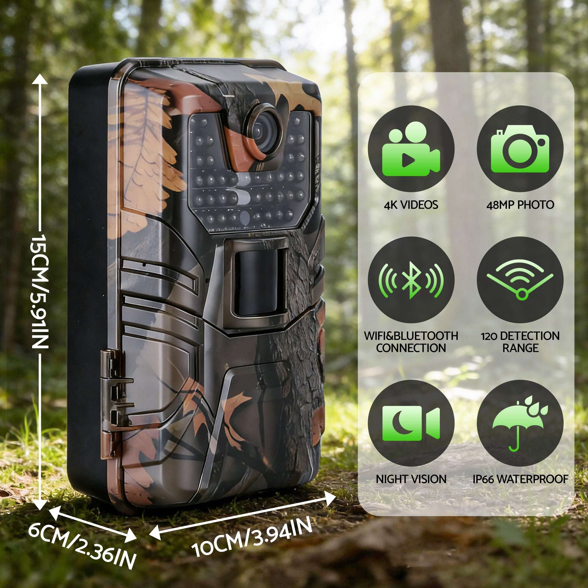 UL-TECH 4K WiFi Trail Camera 48MP – 0.2 s Trigger Camo Game Cam