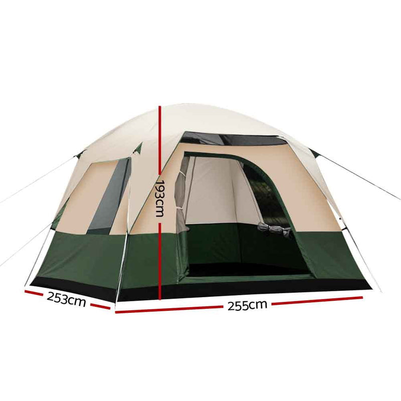 Family Camping Tent – 4 Person Hiking & Beach Dome (Green)