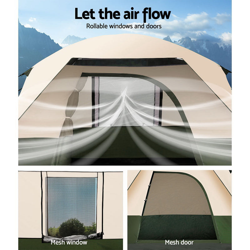 Family Camping Tent – 4 Person Hiking & Beach Dome (Green)