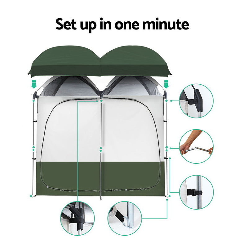 Double Camping Shower Toilet Tent