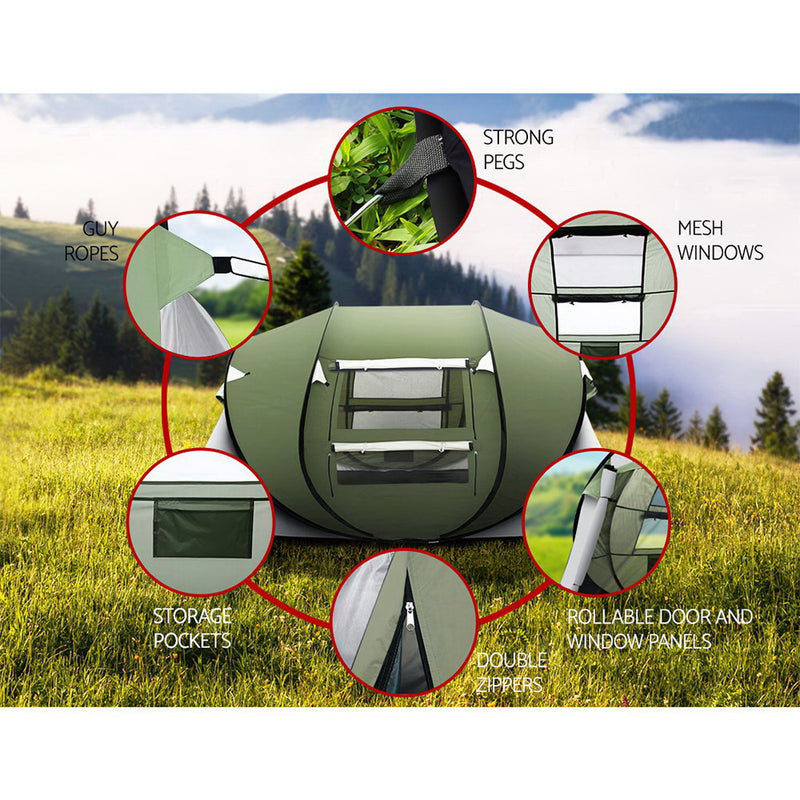 Instant Up Camping Tent – 4–5 Person Pop-up Dome