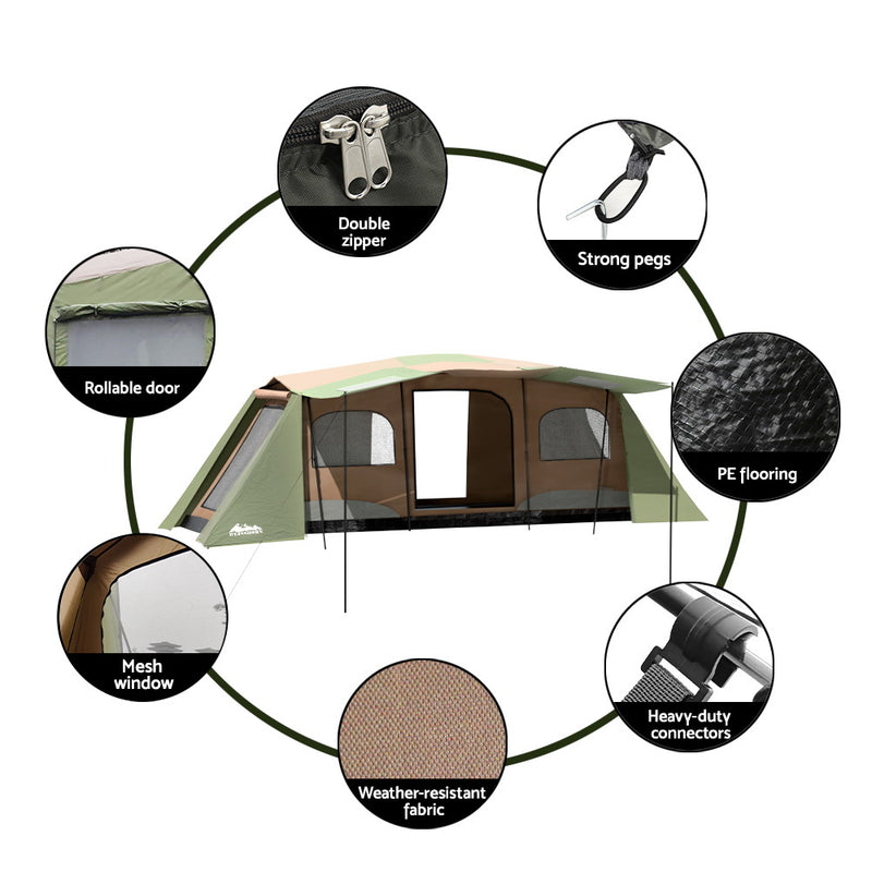 Weisshorn 10-Person Instant Camping Tent – 3 Rooms