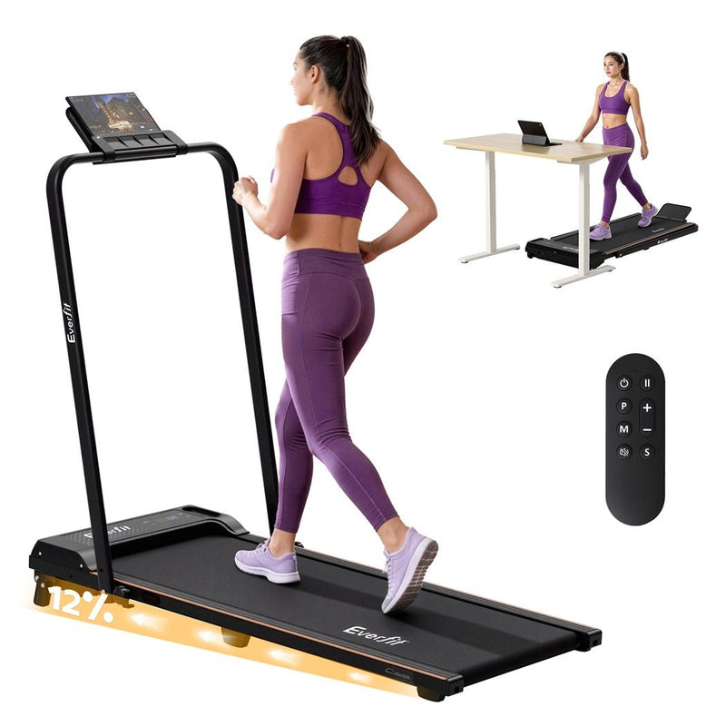 Everfit 3 in 1 Walking Pad Treadmill 12% Incline 40cm Belt Black