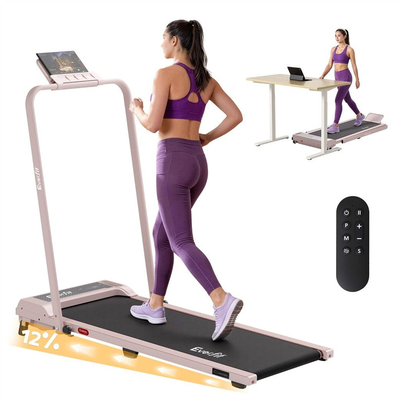 Everfit 3 in 1 Walking Pad Treadmill 12% Incline 40cm Belt Pink