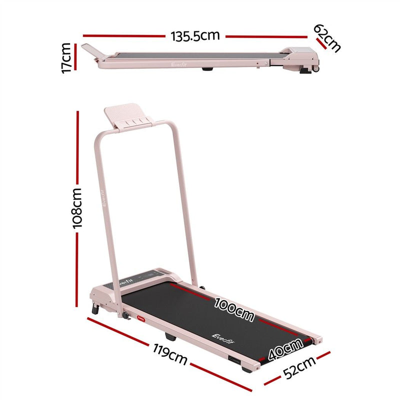 Everfit 3 in 1 Walking Pad Treadmill 12% Incline 40cm Belt Pink