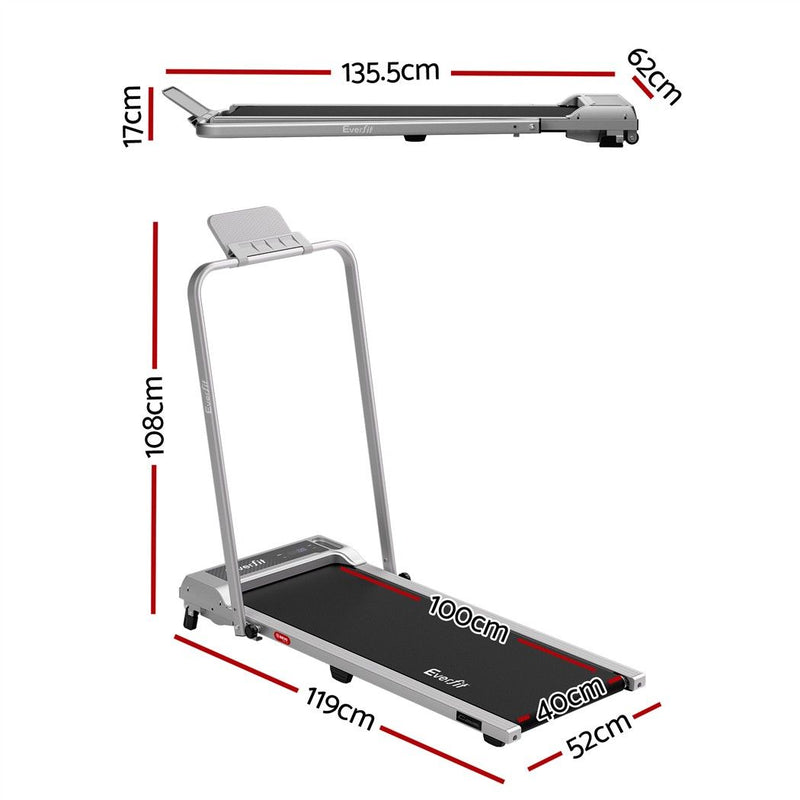 Everfit 3 in 1 Walking Pad Treadmill 12% Incline 40cm Belt Silver