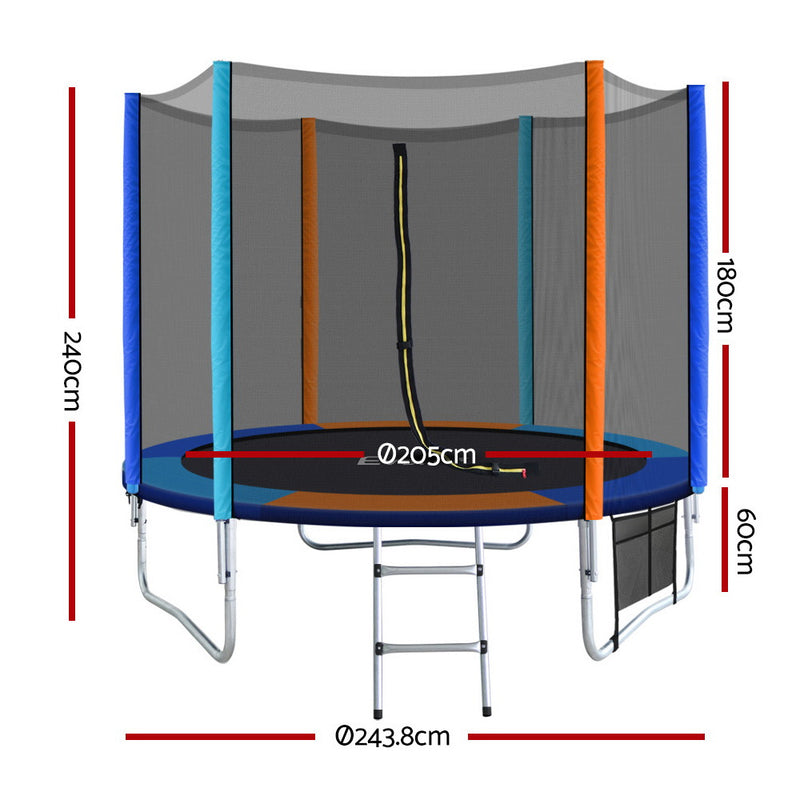 Everfit 8FT Kids Trampoline – Round with Ladder & Safety Enclosure