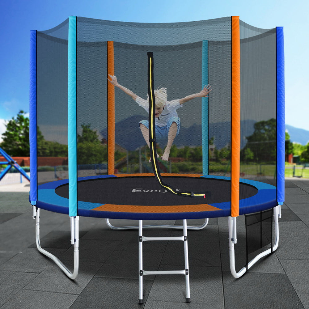 Everfit 8FT Kids Trampoline – Round with Ladder & Safety Enclosure