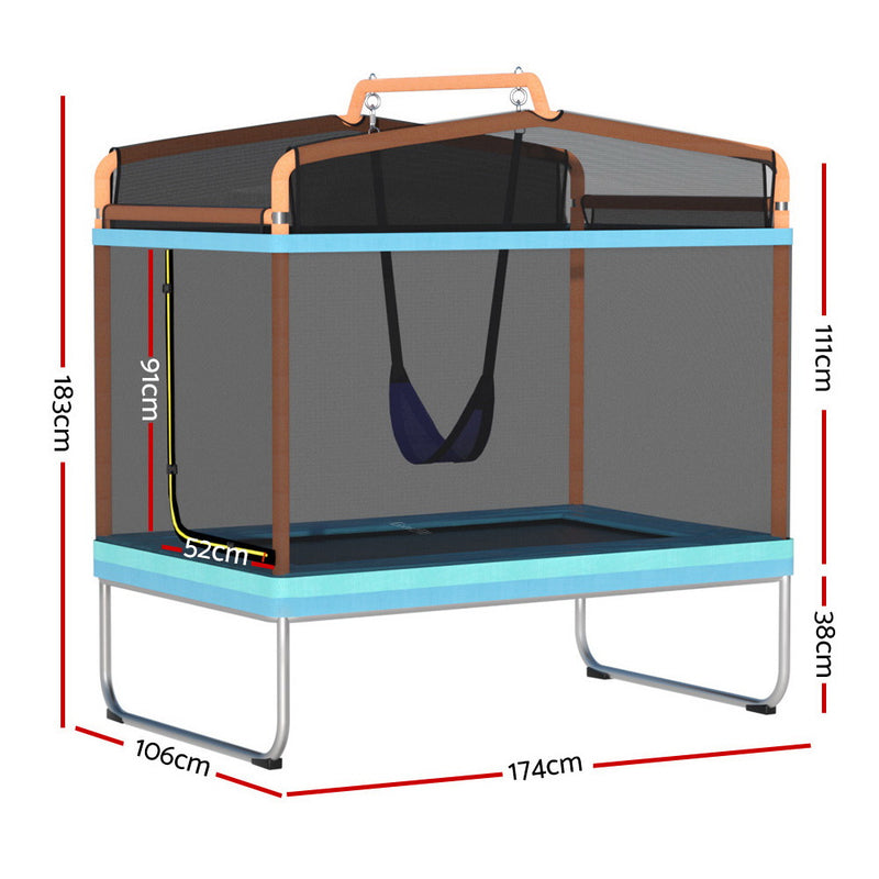 Everfit 6FT Kids Rectangle Trampoline – Orange with Swing & Safety Net