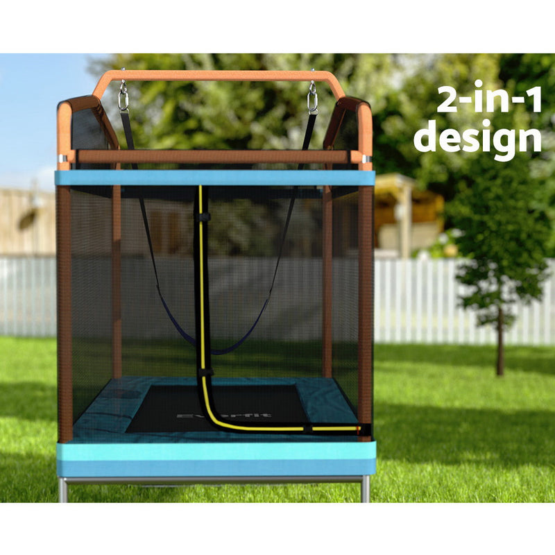 Everfit 6FT Kids Rectangle Trampoline – Orange with Swing & Safety Net