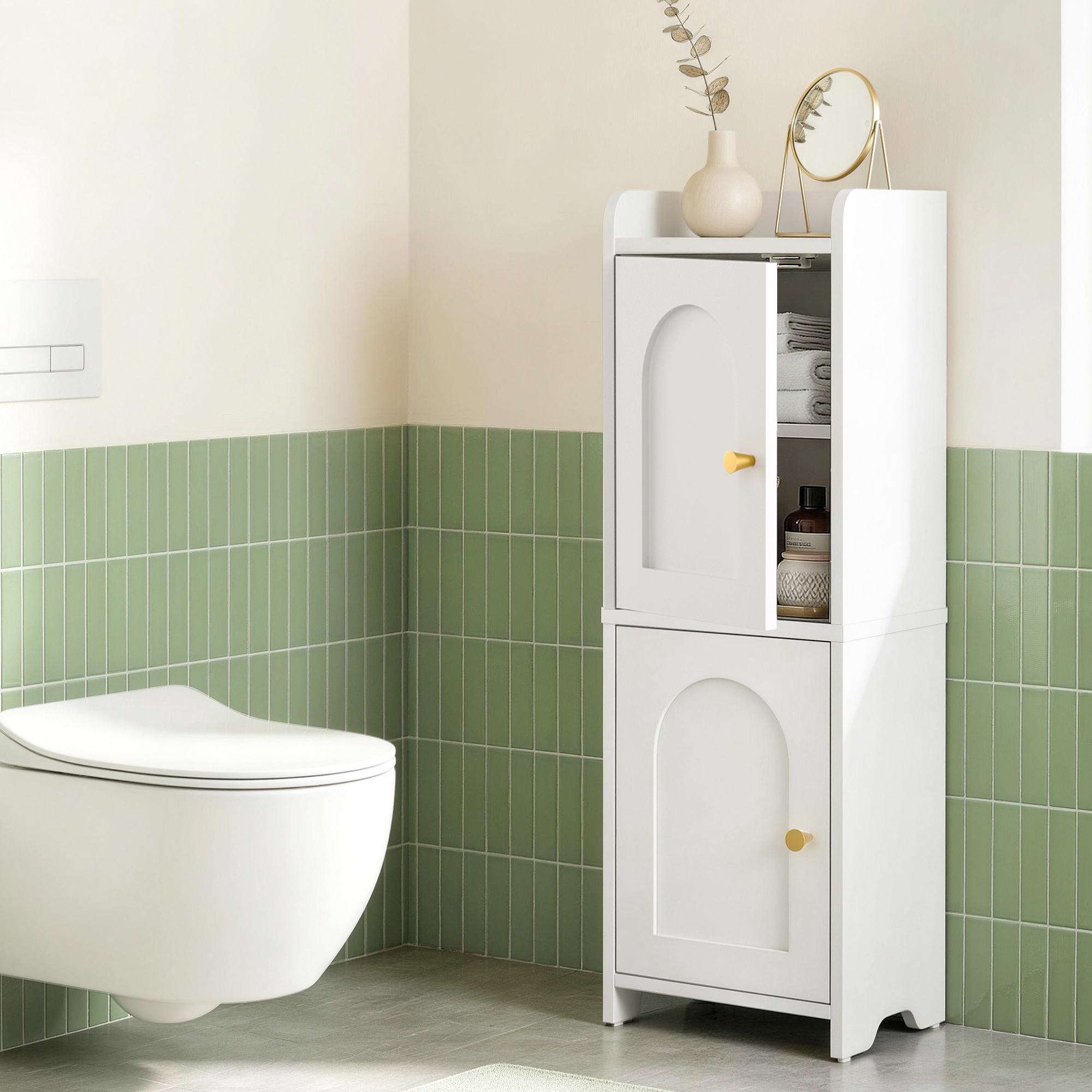 Artiss 2-Tier Slim Bathroom Storage Cabinet White