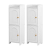 Artiss 2x 2-Tier Slim Bathroom Storage Cabinets White