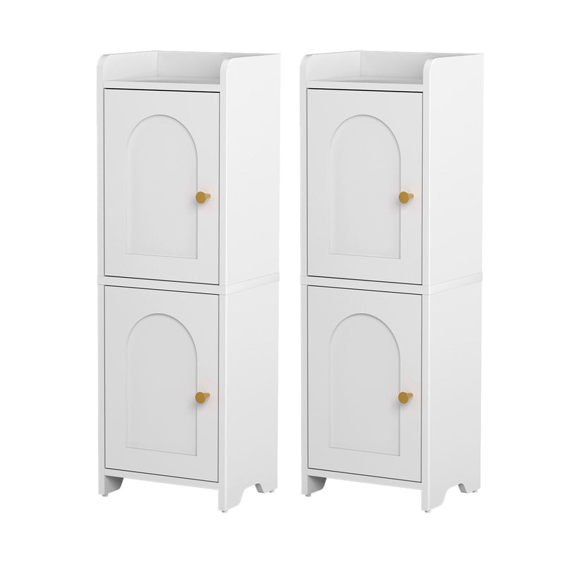 Artiss 2x 2-Tier Slim Bathroom Storage Cabinets White